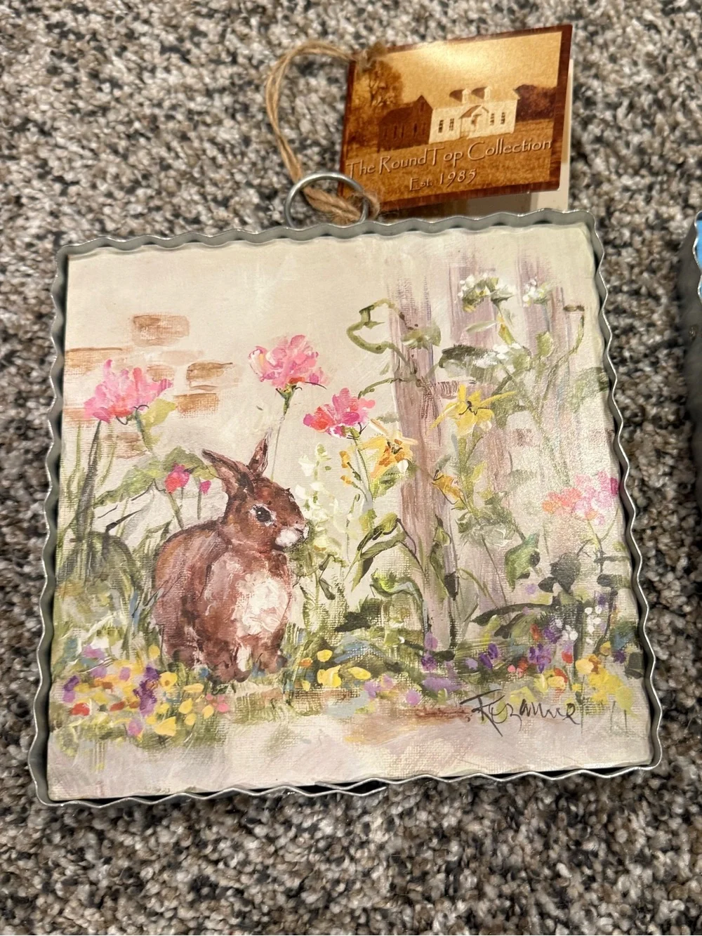 Pink & Brown Bunny Floral Wall Charm